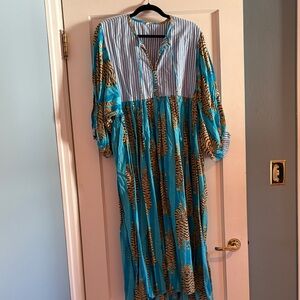 Block Print Cotton Midi Dress